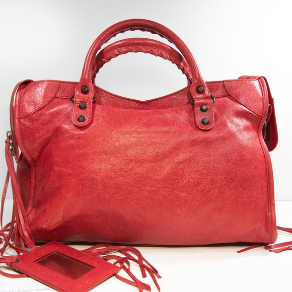 Red Balenciaga Motorcycle City Bag - Picture 6 of 13